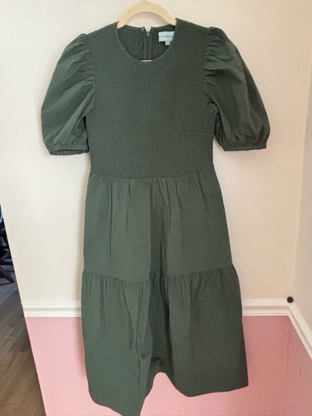 Tuckernuck Smocked Olive Green Dress Size Small
